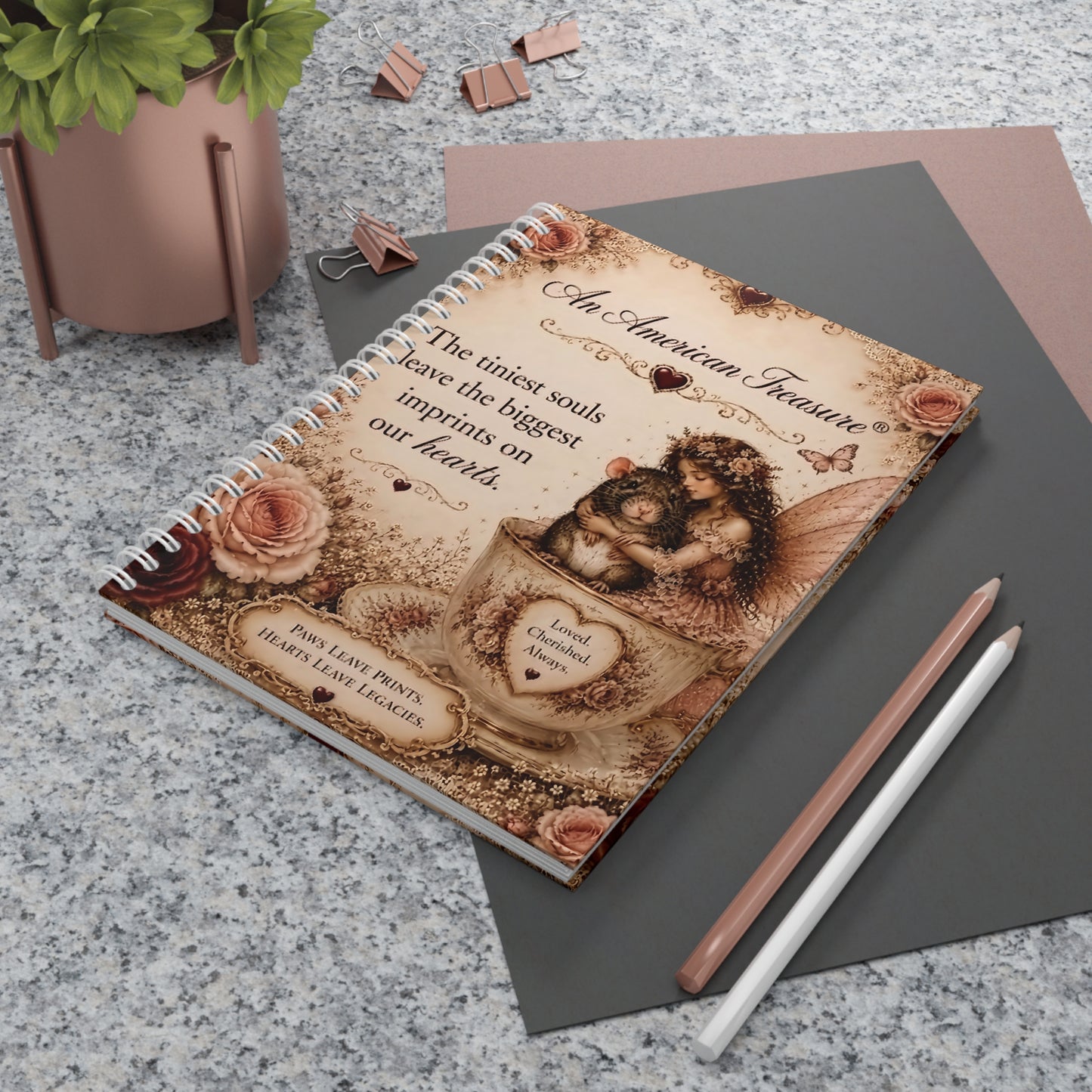 RattaCutie Couture Limited Edition Vintage Floral Rat Spiral Notebook – 'An American Treasure' Journal