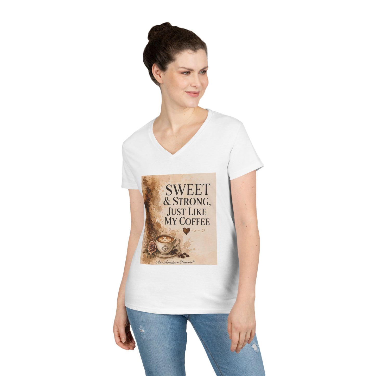 Espresso Yourself Couture Collection : Sweet & Strong Just Like My Coffee V-Neck Tee - Collection One - Style Two
