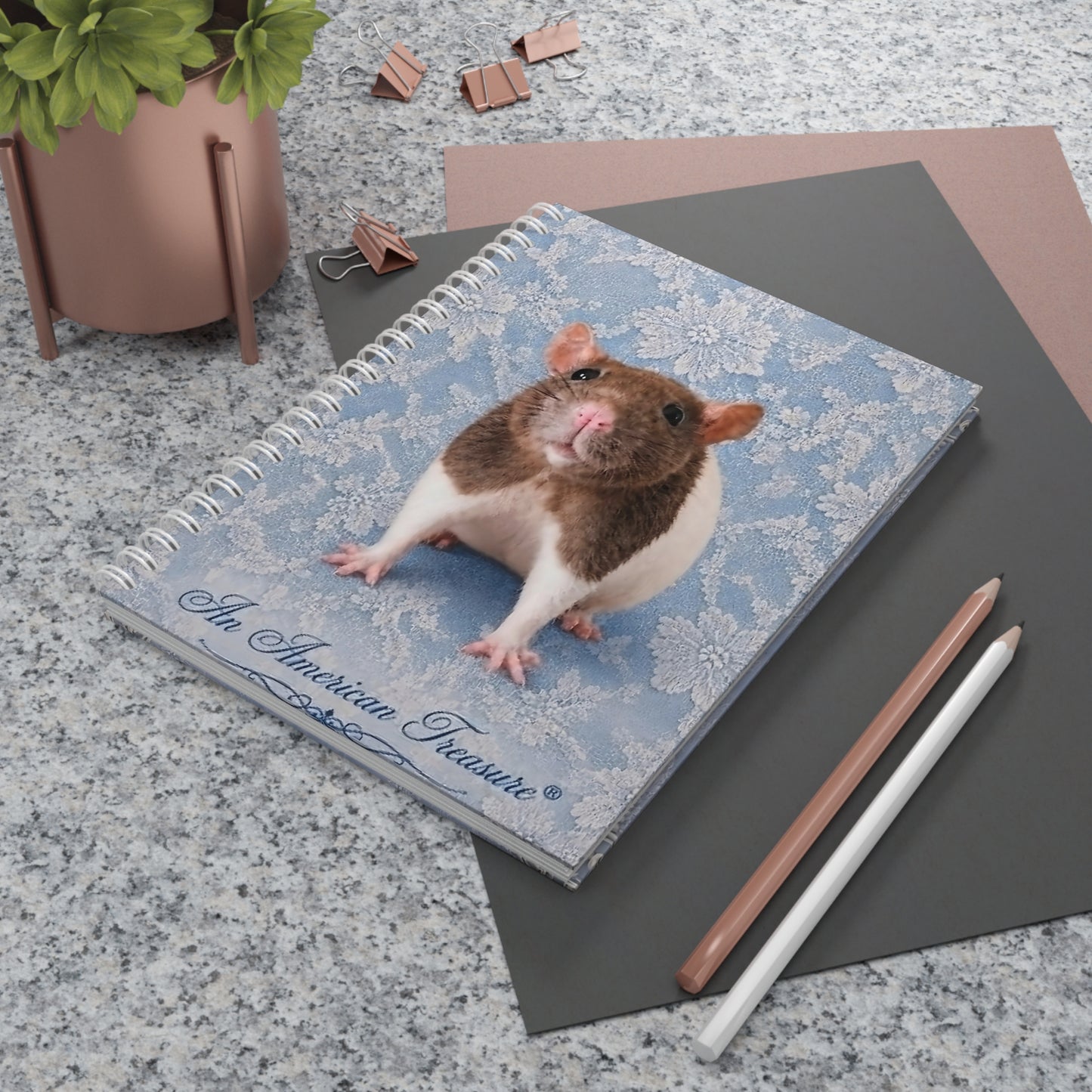 RattaCutie Limited Edition Spiral Notebook – "An American Treasure" Blue Lace Cover