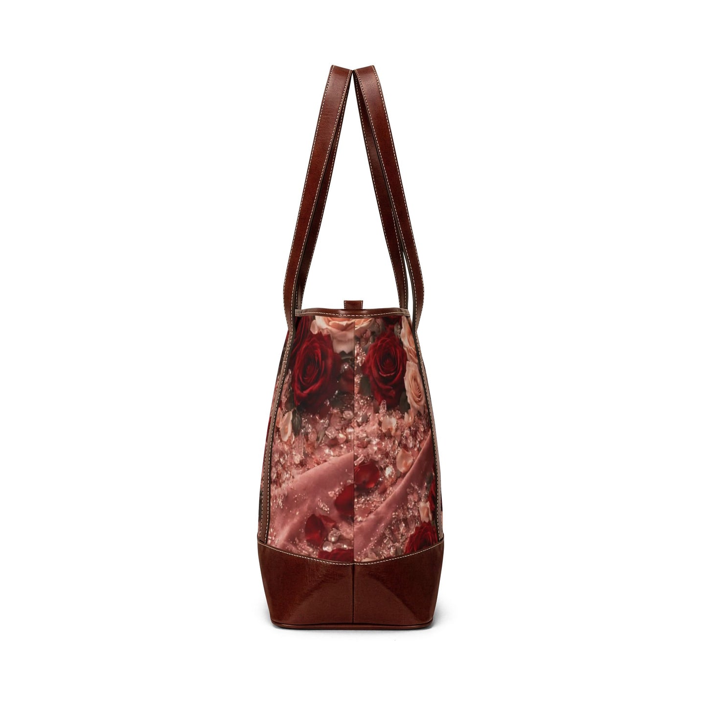 Velvet Rose Tote Handbag — Floral Velvet Patterned Shoulder Bag