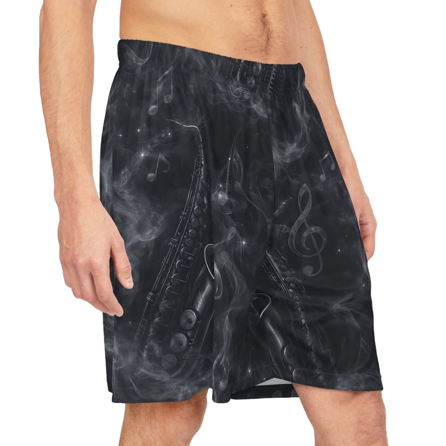 Midnight Metro Basketball Shorts — All-Over Print Athletic Shorts for Musicians