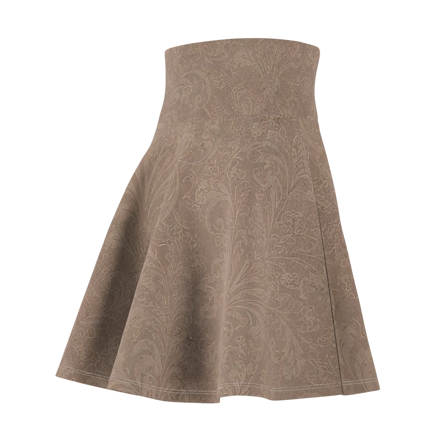 Espresso Yourself Couture Collection : Brown Paisley Skater Skirt — Vintage-Inspired AOP Flared Mini for Casual & Date Nights - Collection One - Style One