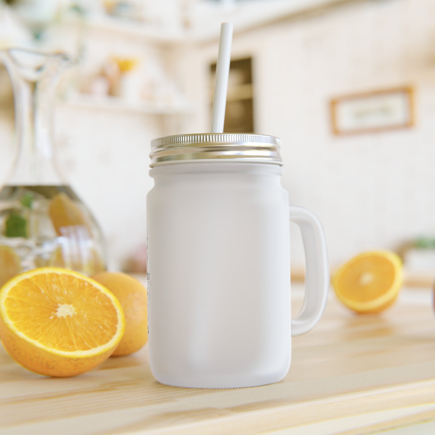 Cafe Soul Society Mason Jar Mug with Straw – Café Soul Society Frosted Glass Drink Tumbler