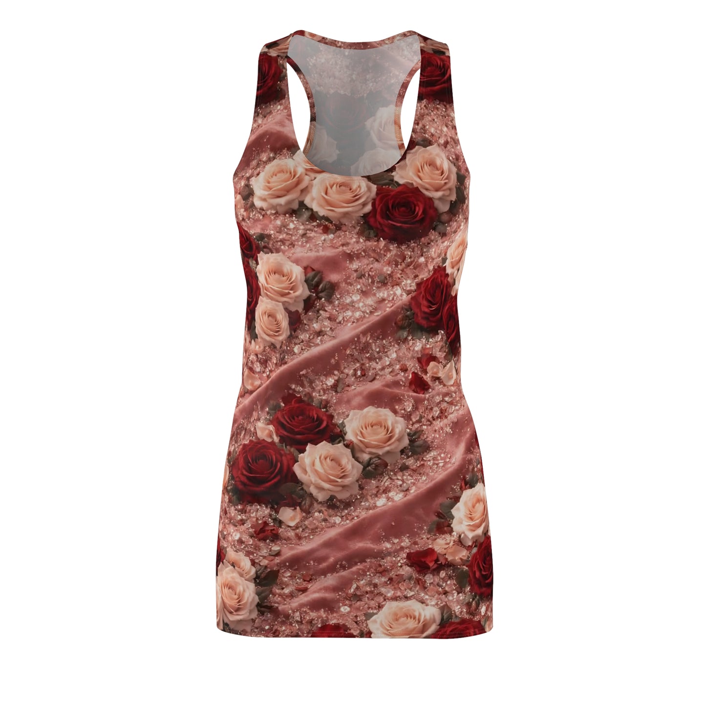 Velvet Rose Racerback Dress – All-Over Print Romantic Sundress