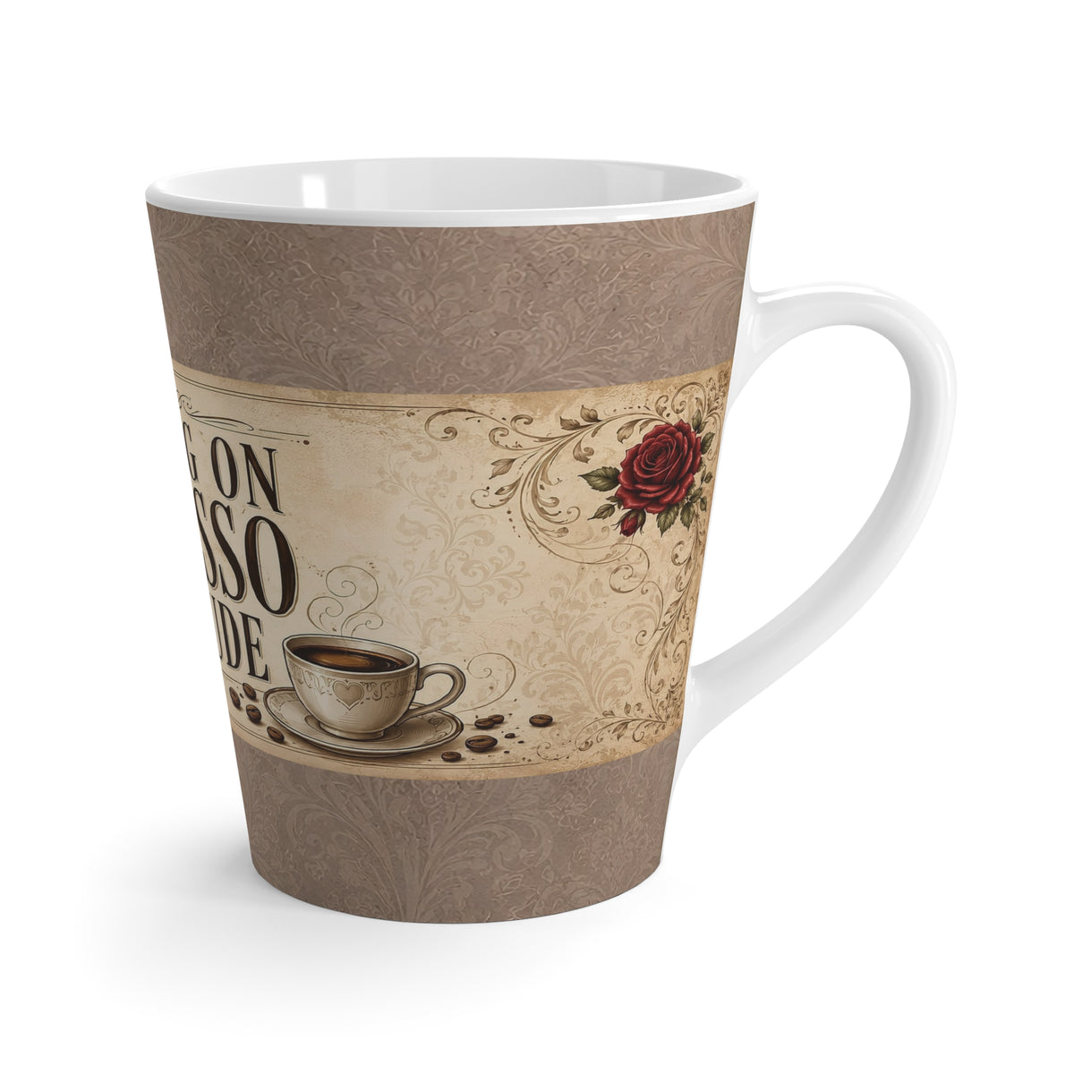 Espresso Yourself Couture Collection : Running on Espresso & Attitude Latte Mug — Vintage Coffee Quote Cup for Coffee Lovers - Collection One - Style One