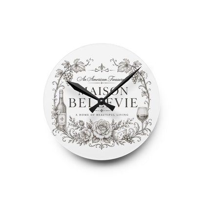 Acrylic Wall Clock — Maison Bellevie Vintage Floral Wine Kitchen Clock