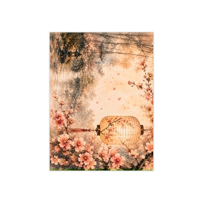Bamboo & Blossom Collection Ceramic Photo Tile — Vintage Cherry Blossom Lantern Art Tile