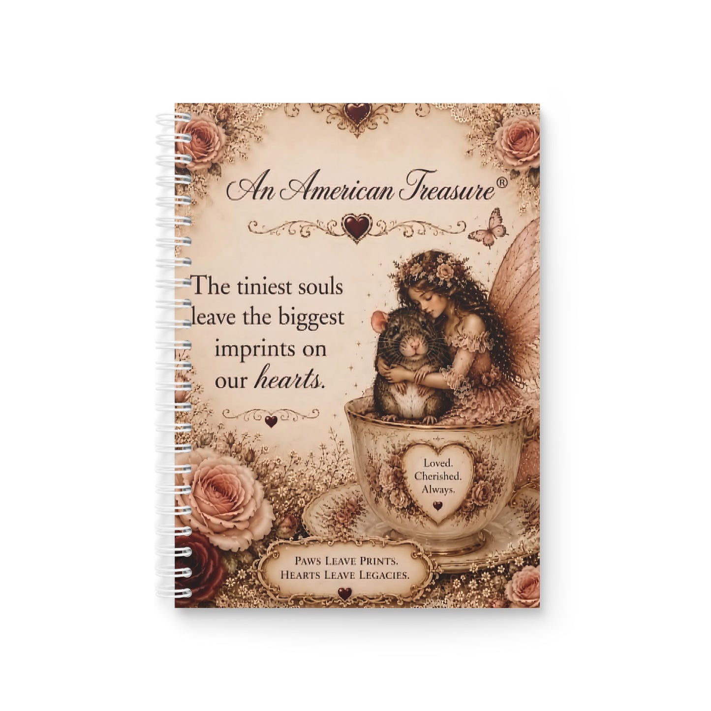 RattaCutie Couture Limited Edition Vintage Floral Rat Spiral Notebook – 'An American Treasure' Journal