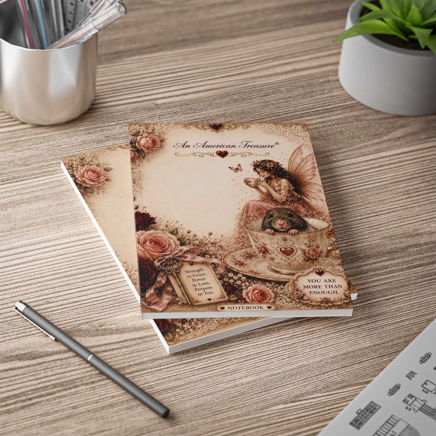 RattaCutie Couture Limited Edition Fairy Teacup Notebook — A5 Softcover Journal with Inspirational Quote