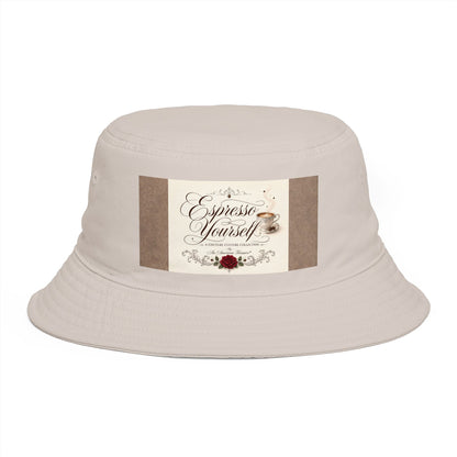 Express Yourself Couture Collection Coffee Patch Bucket Hat — Vintage Café Vibe, Casual Sun Hat for Coffee Lovers - Collection One - Style One