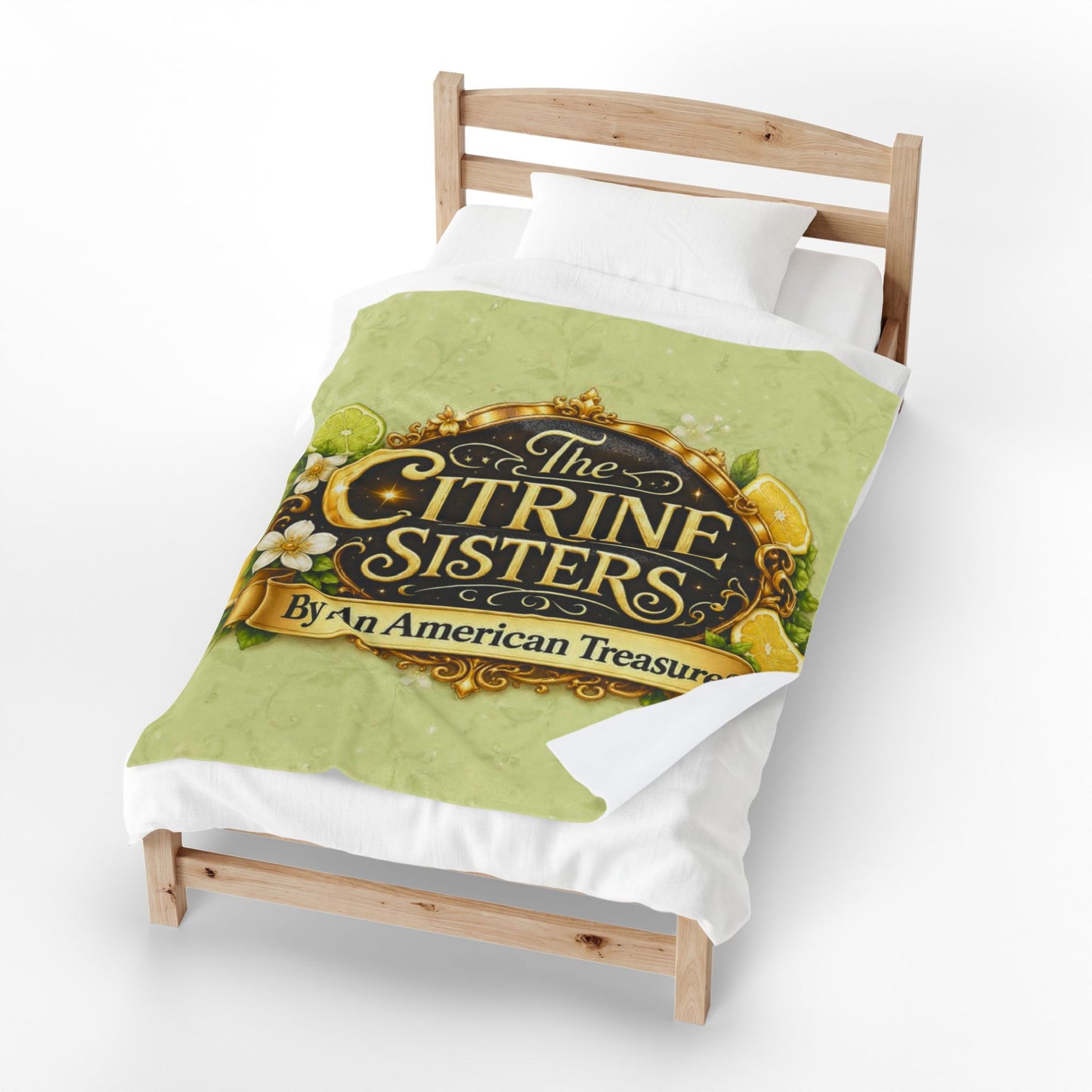 Citrine Sisters Velveteen Plush Blanket – Lemon Floral Logo Throw Limited Edition Design One Series One