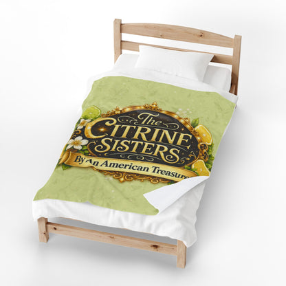 Citrine Sisters Velveteen Plush Blanket – Lemon Floral Logo Throw Limited Edition Design One Series One