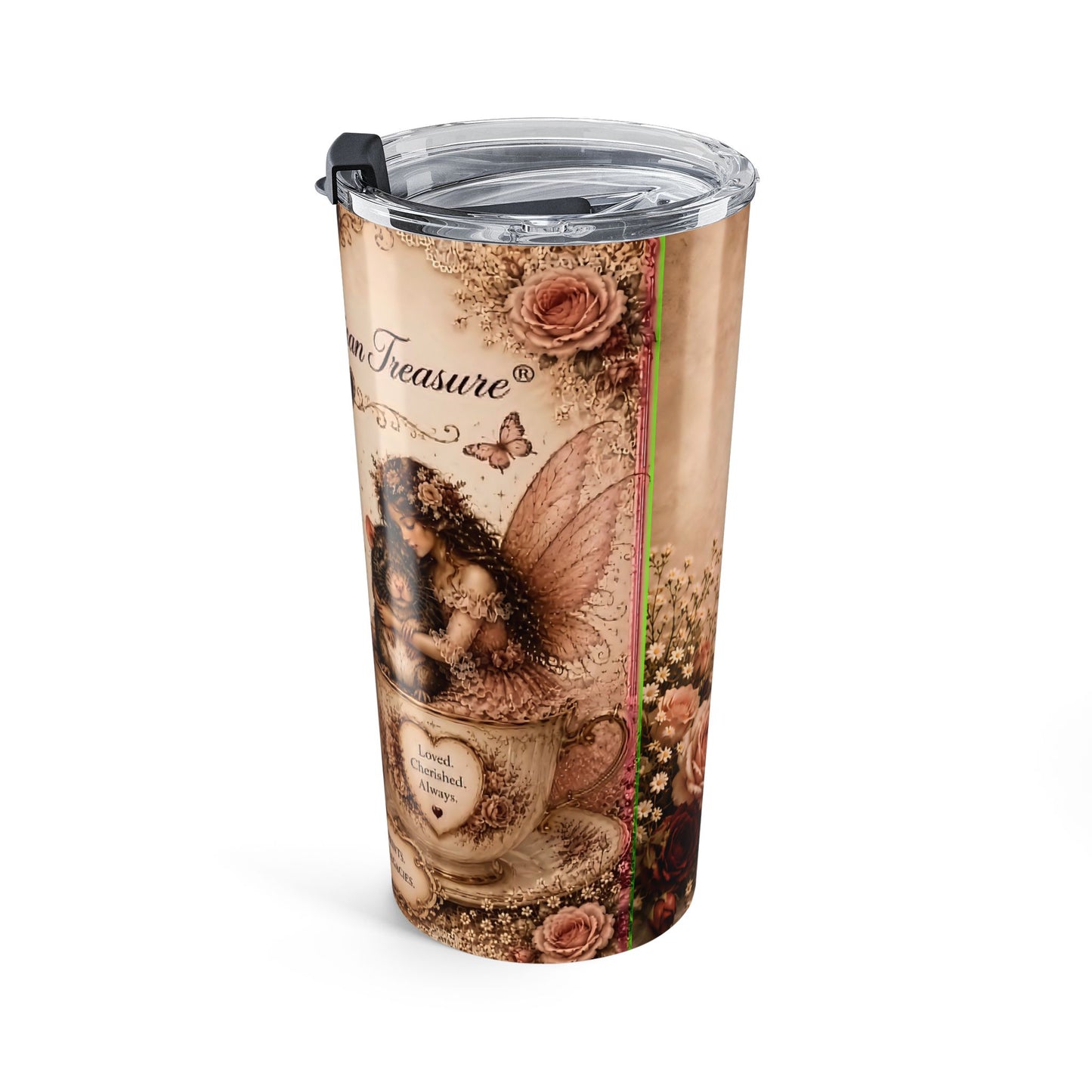 RattaCutie Couture Limited Edition 20oz Floral Tumbler — "An American Treasure" Quote