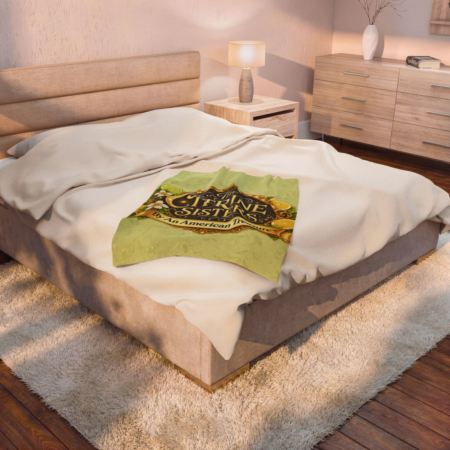 Citrine Sisters Velveteen Plush Blanket – Lemon Floral Logo Throw Limited Edition Design One Series One