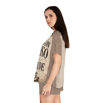Espresso Yourself Couture Collection Women's Pajama Set — "Running on Espresso & Attitude" Coffee Lounge Shorts Set - Collection One - Style One