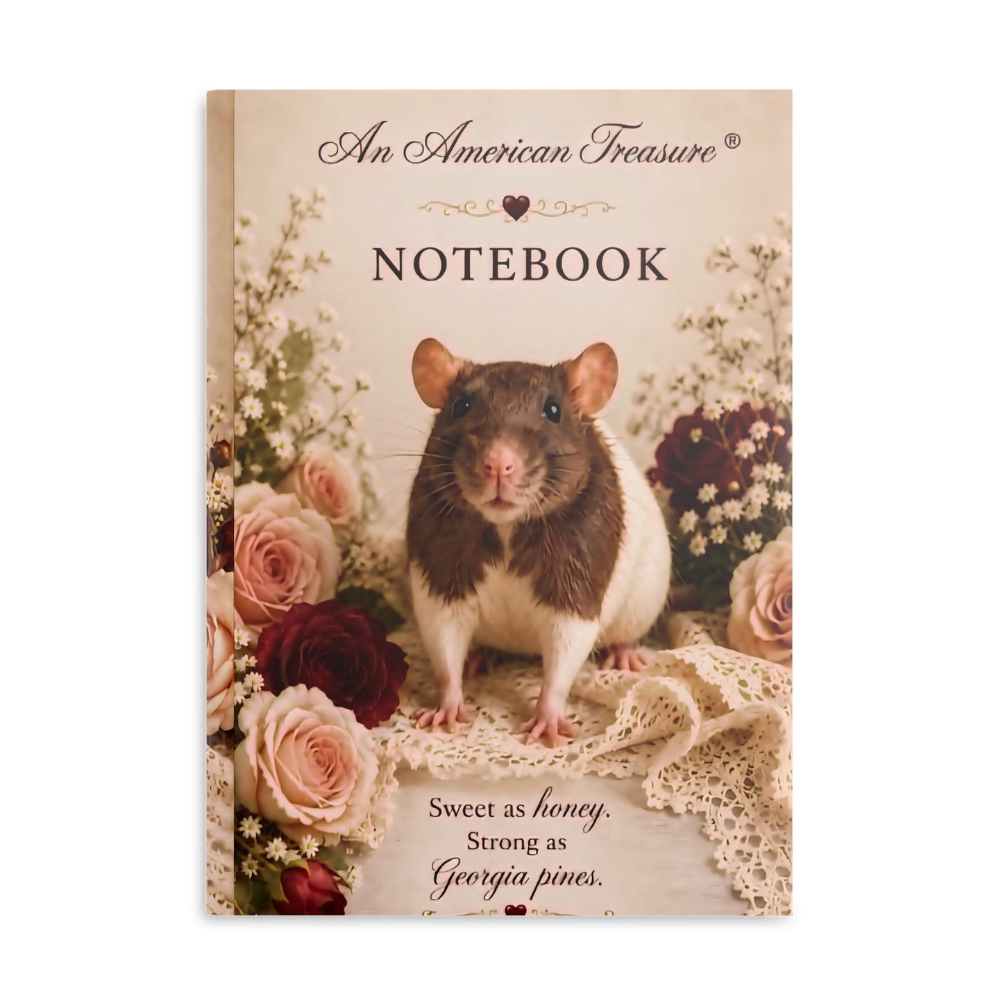 RattaCutie Couture Limited Edition Vintage Floral Rat Hardcover Notebook — "An American Treasure" Puff-Cover Journal