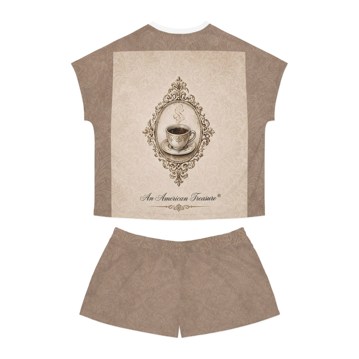 Espresso Yourself Couture Collection Women's Pajama Set — "Running on Espresso & Attitude" Coffee Lounge Shorts Set - Collection One - Style One