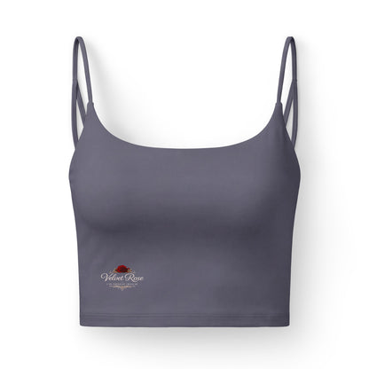 The Velvet Rose Collection Women's Luxe Bra — Sleek Black Strappy Crop Top Bra with Subtle 'Velvet Rose' Logo