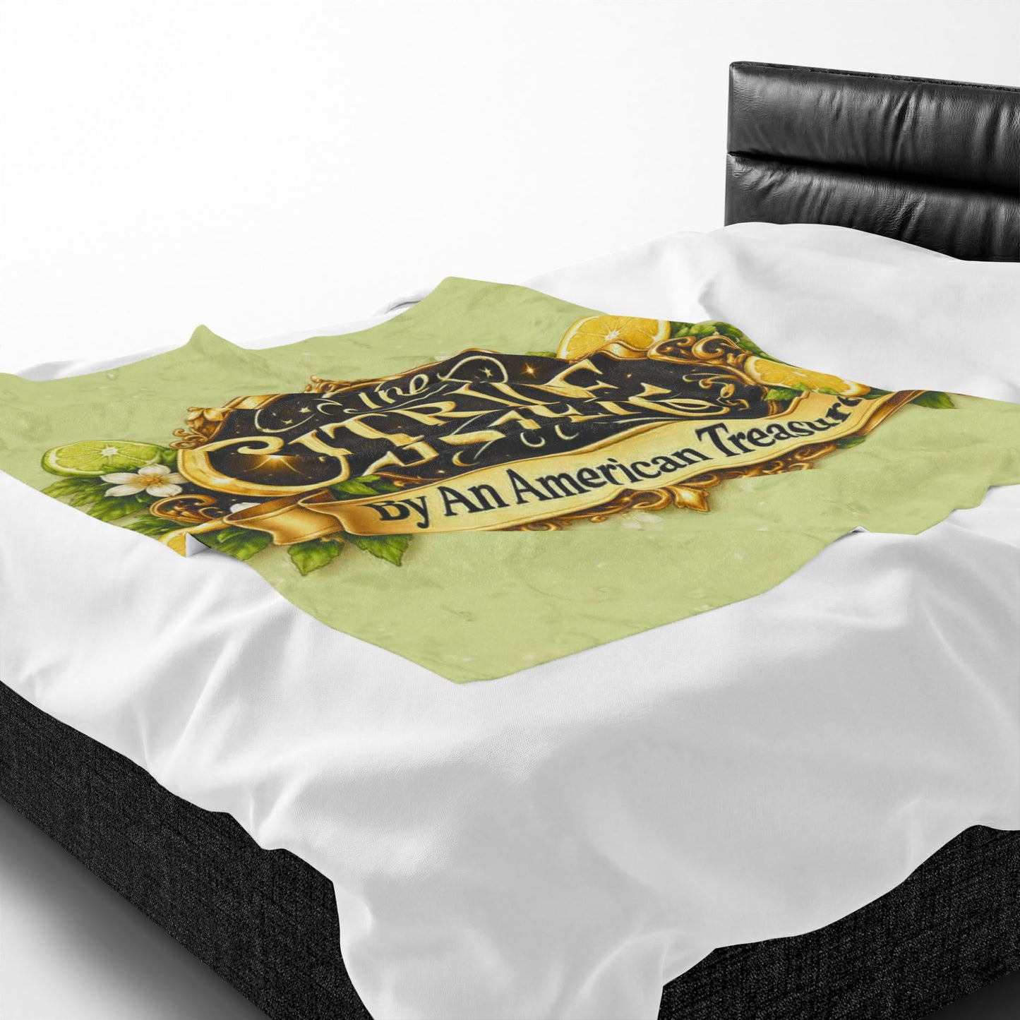 Citrine Sisters Velveteen Plush Blanket – Lemon Floral Logo Throw Limited Edition Design One Series One