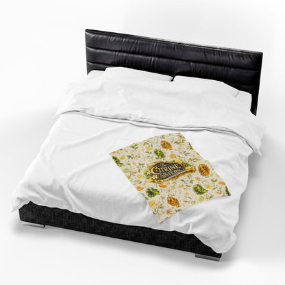 The Citrine Sisters Velveteen Plush Blanket — The Citrine Sisters Floral Citrus Logo Throw Limited Edition Series One Design One
