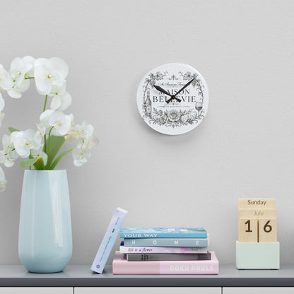 Acrylic Wall Clock — Maison Bellevie Vintage Floral Wine Kitchen Clock