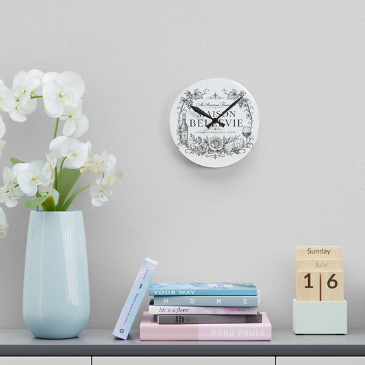 Acrylic Wall Clock — Maison Bellevie Vintage Floral Wine Kitchen Clock