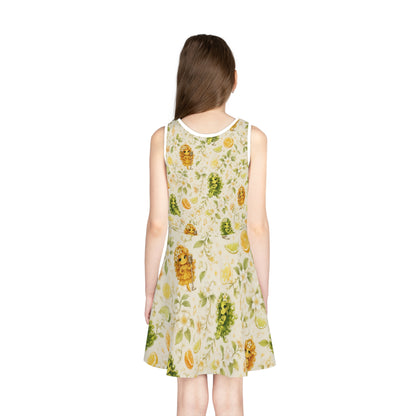 Citrine Sisters Girls' Sundress — Sleeveless Floral AOP Dress Limited Edition Series One Design One