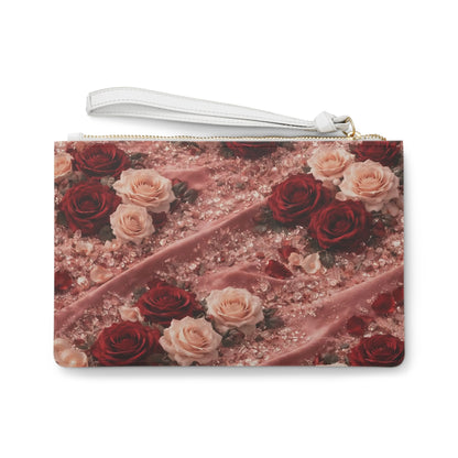 Velvet Rose  Clutch Bag — Romantic Floral Wristlet for Weddings & Date Nights