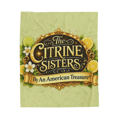 Citrine Sisters Velveteen Plush Blanket – Lemon Floral Logo Throw Limited Edition Design One Series One