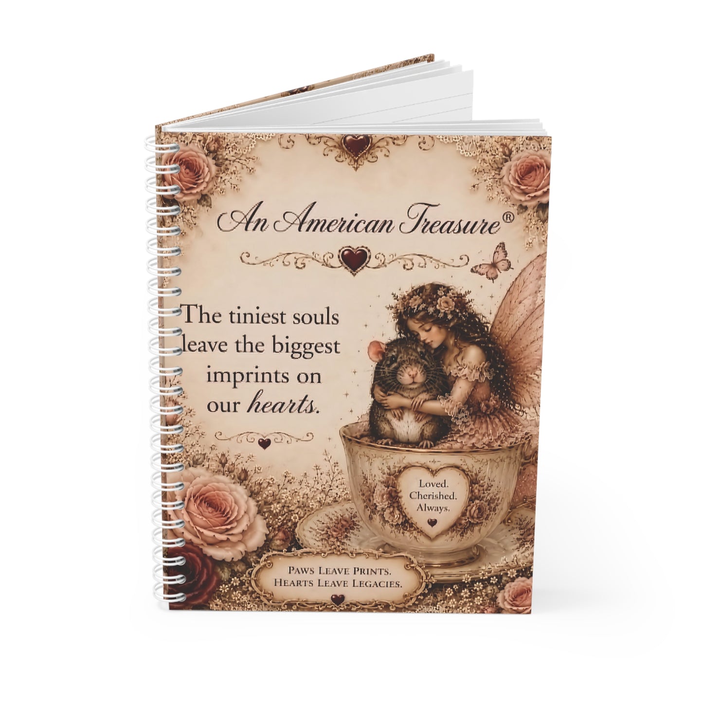 RattaCutie Couture Limited Edition Vintage Floral Rat Spiral Notebook – 'An American Treasure' Journal