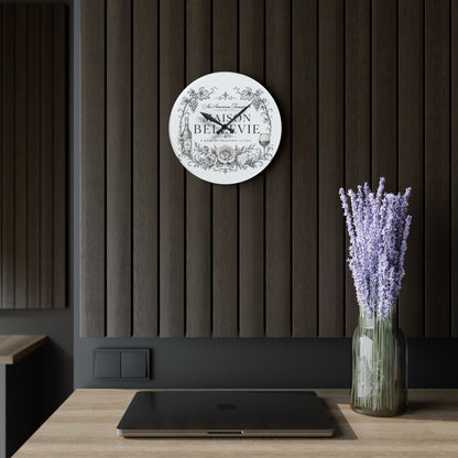 Acrylic Wall Clock — Maison Bellevie Vintage Floral Wine Kitchen Clock