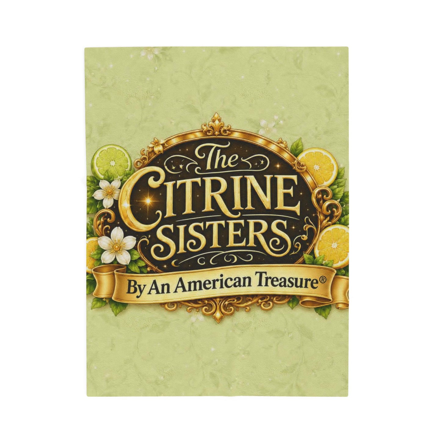 Citrine Sisters Velveteen Plush Blanket – Lemon Floral Logo Throw Limited Edition Design One Series One