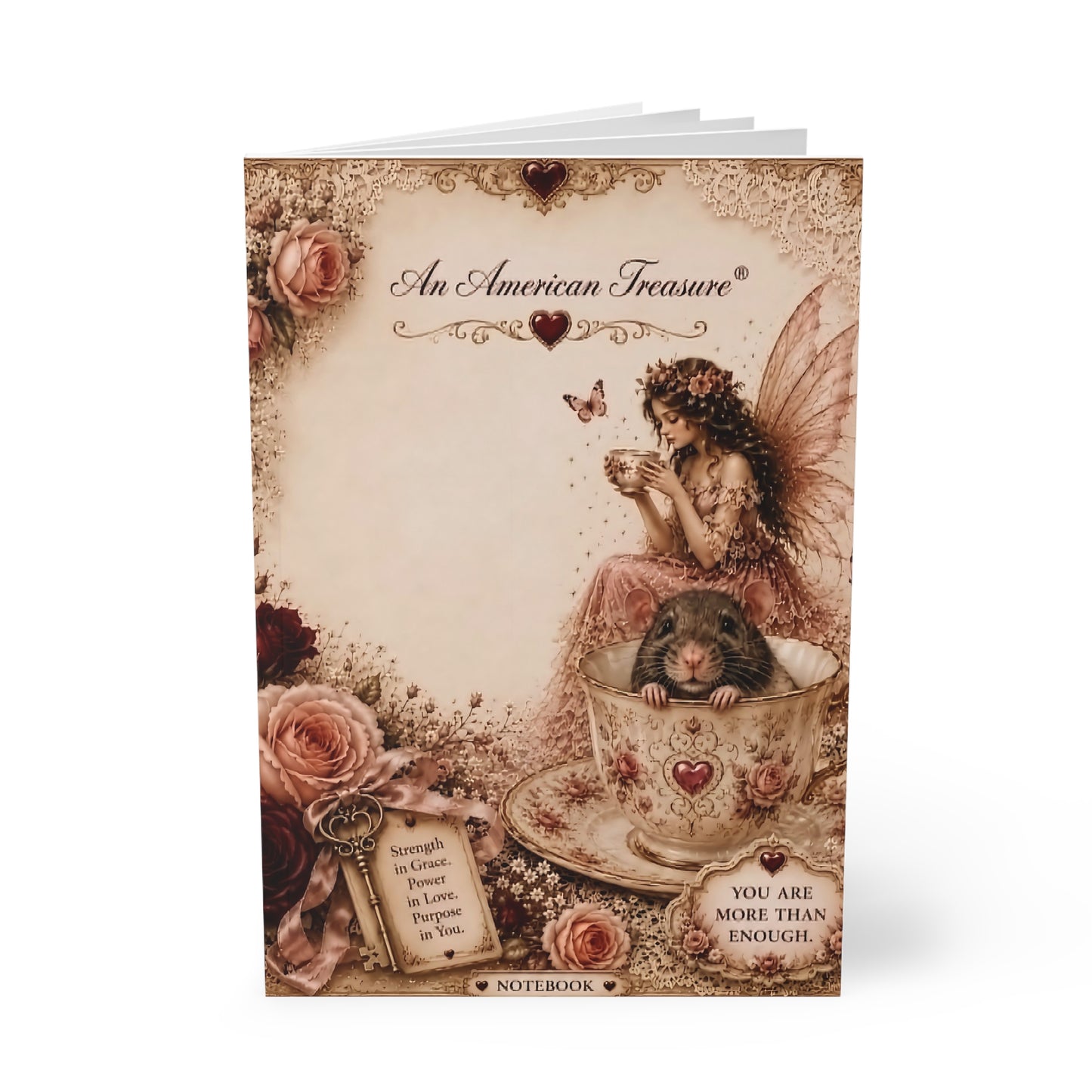 RattaCutie Couture Limited Edition Fairy Teacup Notebook — A5 Softcover Journal with Inspirational Quote