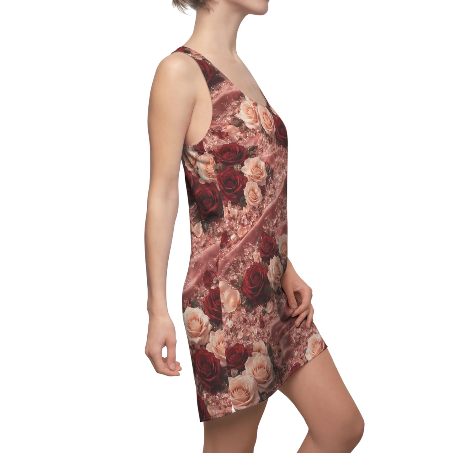 Velvet Rose Racerback Dress – All-Over Print Romantic Sundress