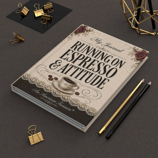 Espresso Yourself Couture Collection Hardcover Journal — "Running on Espresso & Attitude" Lined Notebook - Collection One  - Style One