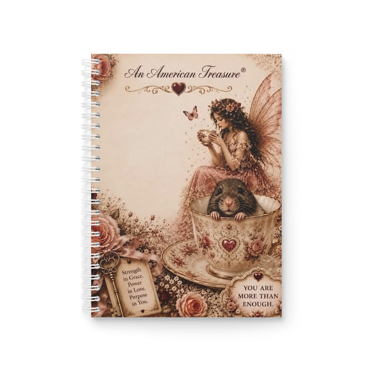 RattaCutie Couture Limited Edition Spiral Notebook — Vintage Fairy Tea Cup Journal with 'An American Treasure' Design