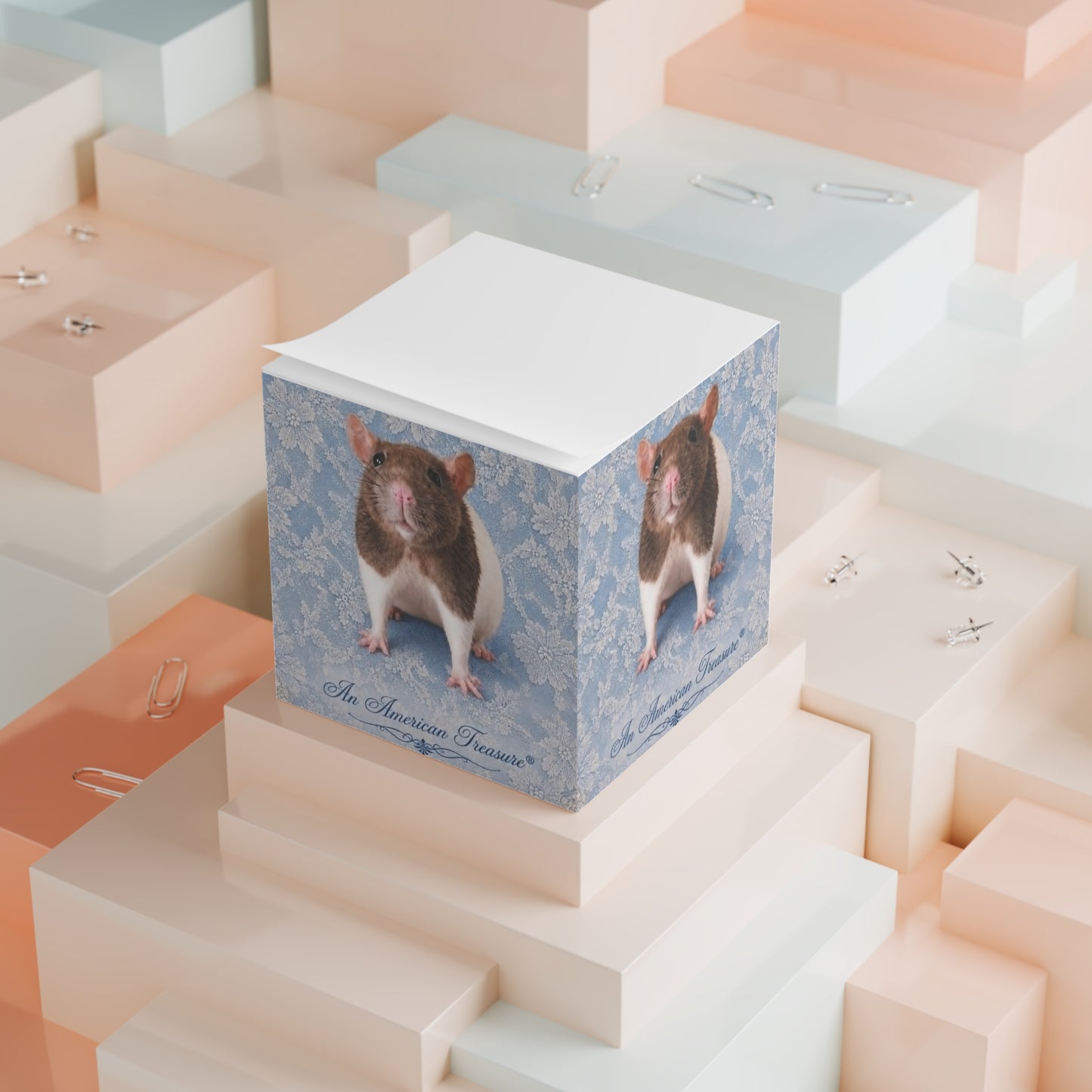 RattaCutie Couture Limited Edition Note Cube - 'An American Treasure' Decorative Sticky Memo Block