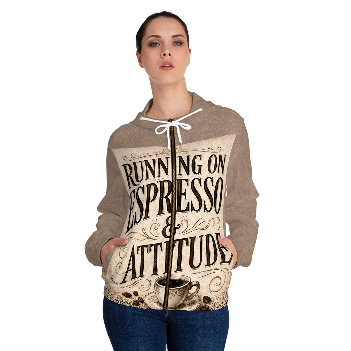 Espresso Yourself Couture Collection : Running on Espresso Attitude Women’s Full-Zip Hoodie - Collection One - Style One