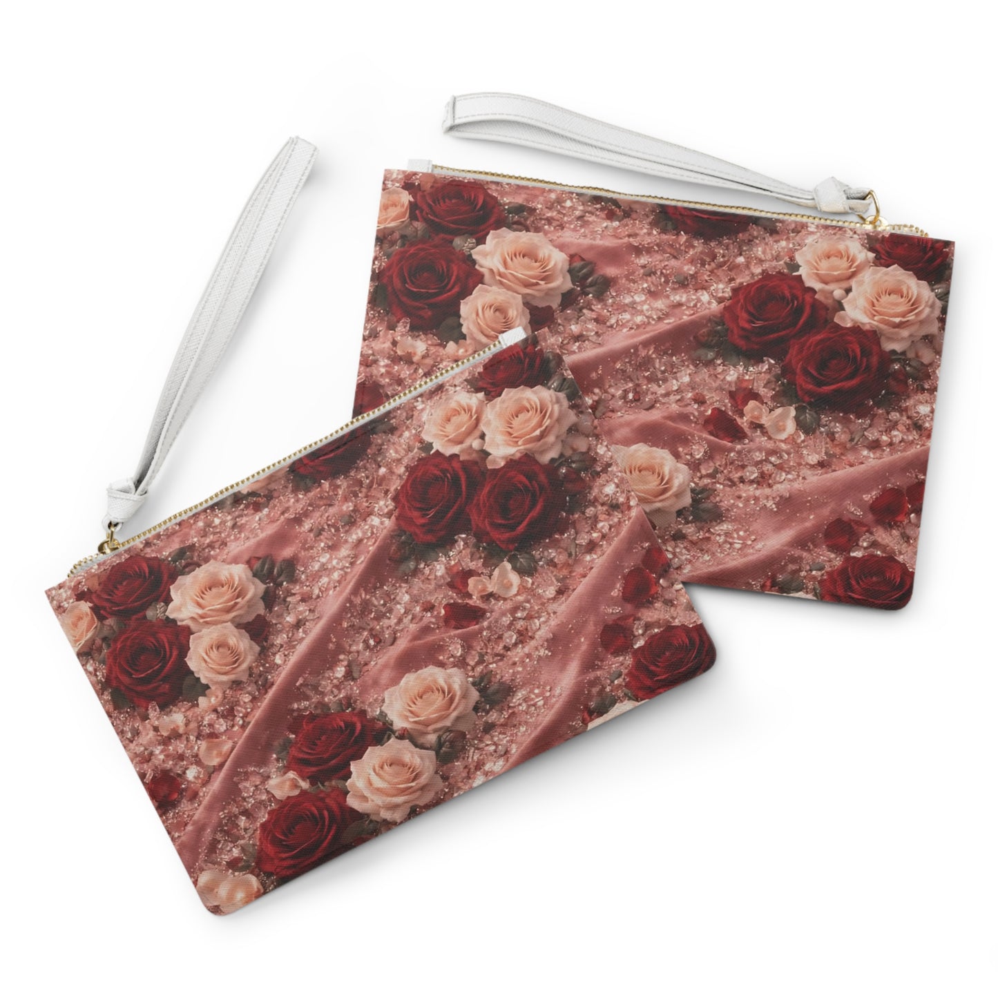 Velvet Rose  Clutch Bag — Romantic Floral Wristlet for Weddings & Date Nights