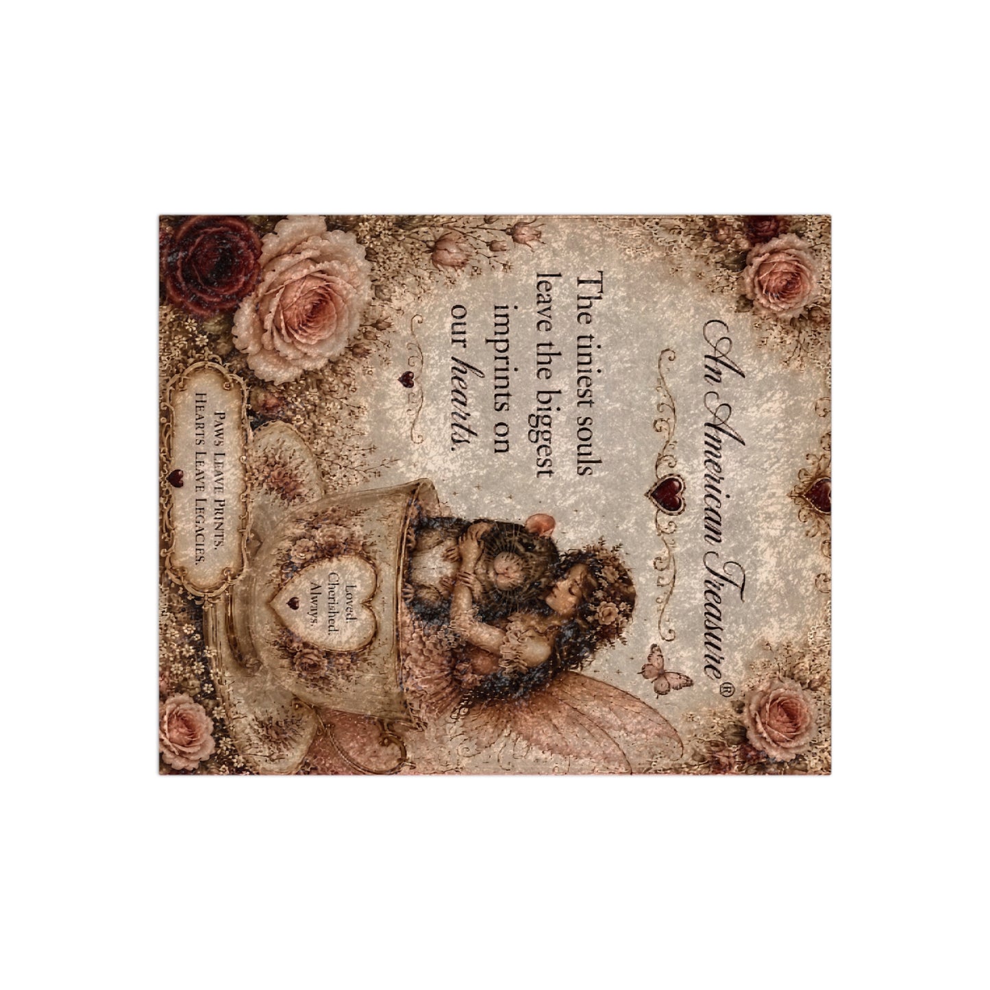 RattaCutie Couture Limited Edition Crushed Velvet Blanket - 'An American Treasure' Angel & Heart Design