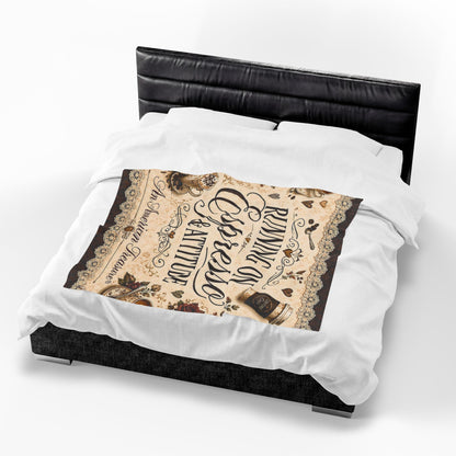 Espresso Yourself Couture Collection Velveteen Plush Blanket - "Running on Espresso & Attitude" Coffee Lover Throw - Collection One  - Style One