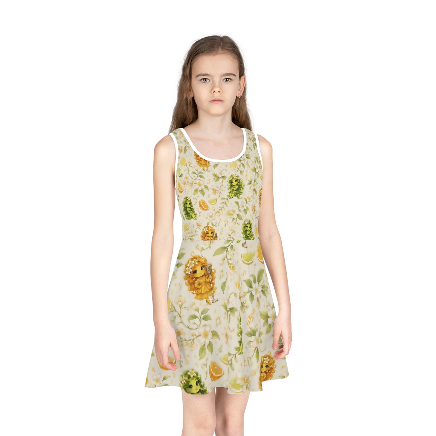 Citrine Sisters Girls' Sundress — Sleeveless Floral AOP Dress Limited Edition Series One Design One