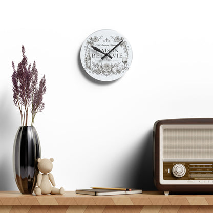 Acrylic Wall Clock — Maison Bellevie Vintage Floral Wine Kitchen Clock