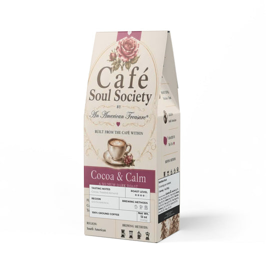 Cocoa & Calm Coffee Blend Medium-Dark Roast — Cafe Soul Society Morning Coffee Bag