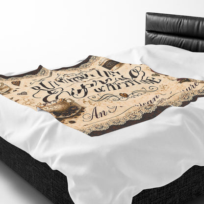 Espresso Yourself Couture Collection Velveteen Plush Blanket - "Running on Espresso & Attitude" Coffee Lover Throw - Collection One  - Style One