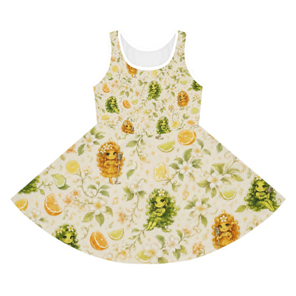 Citrine Sisters Girls' Sundress — Sleeveless Floral AOP Dress Limited Edition Series One Design One