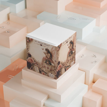 RattaCutie Couture Limited Edition Design 3 Fairy Tea Note Cube - Floral Inspirational Memo Pad ("You Are More Than Enough")