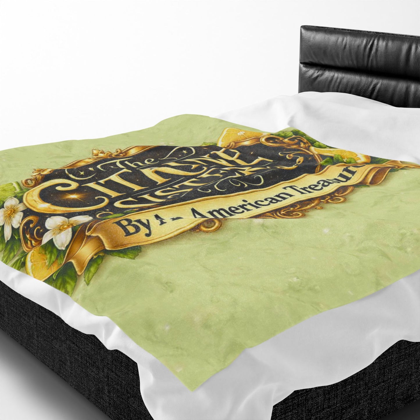 Citrine Sisters Velveteen Plush Blanket – Lemon Floral Logo Throw Limited Edition Design One Series One