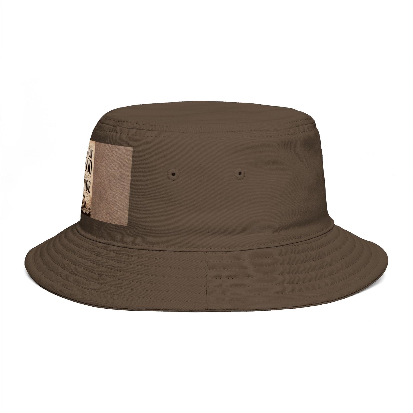Espresso Yourself Couture Collection : Running on Espresso Attitude Bucket Hat — Coffee Lover Patch Bucket Hat - Collection One - Style One