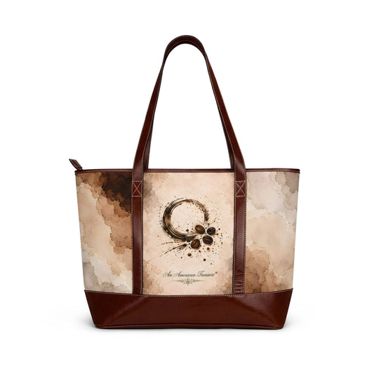 Espresso Yourself Couture Collection : Vintage Coffee Stain Tote Handbag – Brown Watercolor Circle Design - Collection One - Style Two